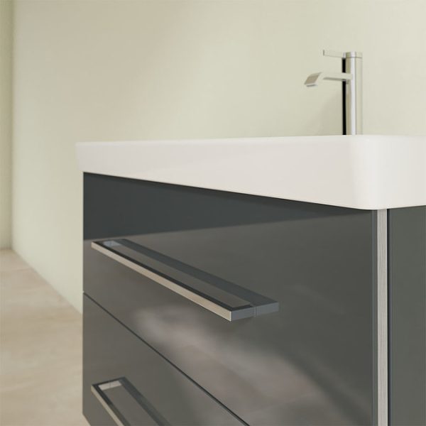 Villeroy and Boch Avento Crystal Grey 800mm Wall Hung 2 Drawer Vanity Unit - Image 6
