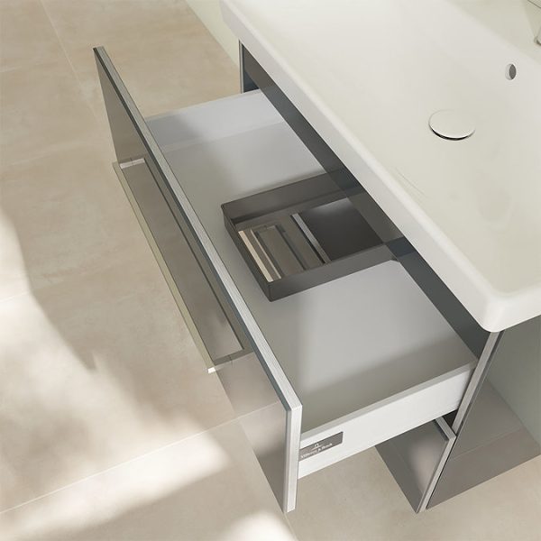 Villeroy and Boch Avento Crystal Grey 800mm Wall Hung 2 Drawer Vanity Unit - Image 2