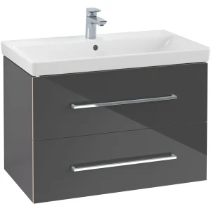 Villeroy and Boch Avento Crystal Grey 800mm Wall Hung 2 Drawer Vanity Unit