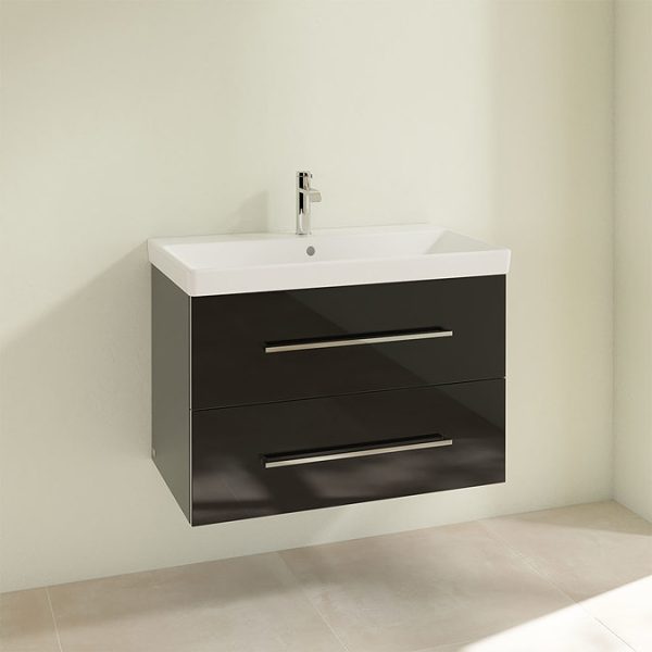 Villeroy and Boch Avento Crystal Black 800mm Wall Hung 2 Drawer Vanity Unit - Image 3
