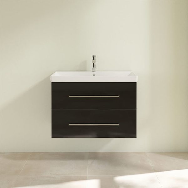 Villeroy and Boch Avento Crystal Black 800mm Wall Hung 2 Drawer Vanity Unit - Image 4