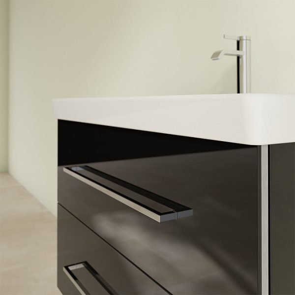 Villeroy and Boch Avento Crystal Black 800mm Wall Hung 2 Drawer Vanity Unit - Image 5