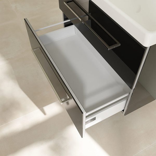 Villeroy and Boch Avento Crystal Black 800mm Wall Hung 2 Drawer Vanity Unit - Image 6