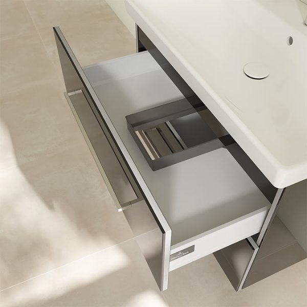 Villeroy and Boch Avento Crystal Black 800mm Wall Hung 2 Drawer Vanity Unit - Image 7
