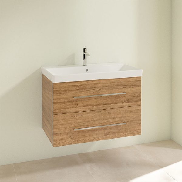 Villeroy and Boch Avento Oak Kansas 800mm Wall Hung 2 Drawer Vanity Unit - Image 3