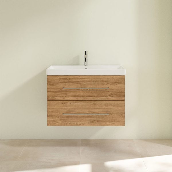 Villeroy and Boch Avento Oak Kansas 800mm Wall Hung 2 Drawer Vanity Unit - Image 4