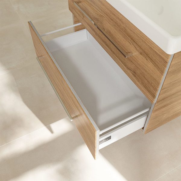 Villeroy and Boch Avento Oak Kansas 800mm Wall Hung 2 Drawer Vanity Unit - Image 7