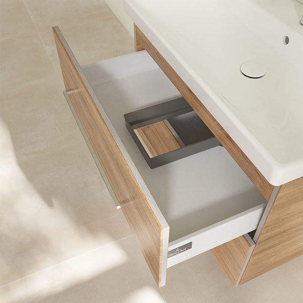 Villeroy and Boch Avento Oak Kansas 800mm Wall Hung 2 Drawer Vanity Unit - Image 2