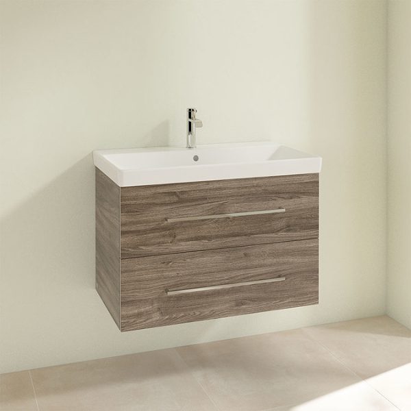 Villeroy and Boch Avento Stone Oak 800mm Wall Hung 2 Drawer Vanity Unit - Image 3