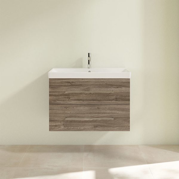 Villeroy and Boch Avento Stone Oak 800mm Wall Hung 2 Drawer Vanity Unit - Image 4