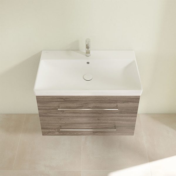 Villeroy and Boch Avento Stone Oak 800mm Wall Hung 2 Drawer Vanity Unit - Image 5