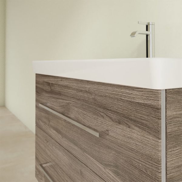 Villeroy and Boch Avento Stone Oak 800mm Wall Hung 2 Drawer Vanity Unit - Image 6