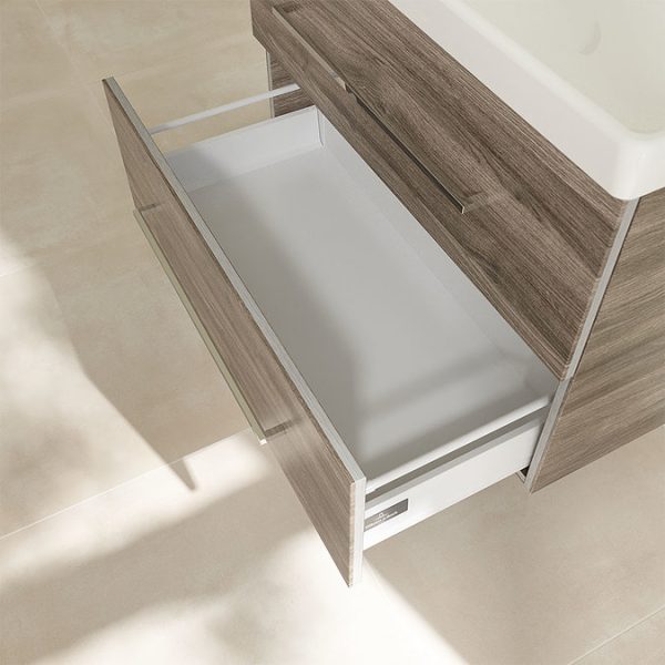 Villeroy and Boch Avento Stone Oak 800mm Wall Hung 2 Drawer Vanity Unit - Image 7