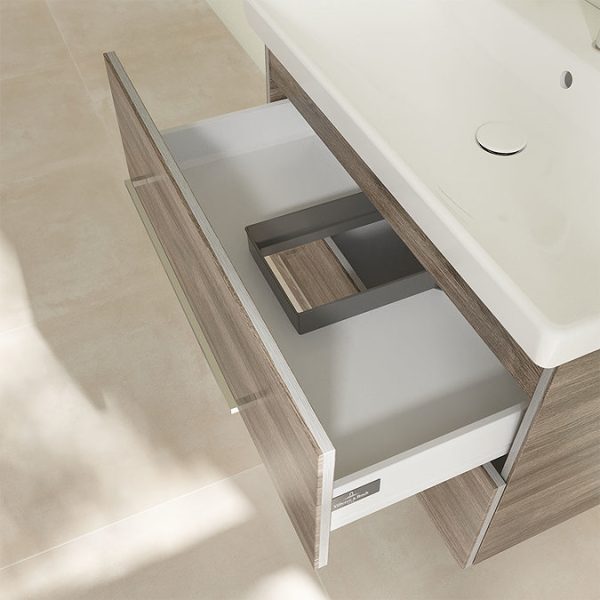 Villeroy and Boch Avento Stone Oak 800mm Wall Hung 2 Drawer Vanity Unit - Image 2