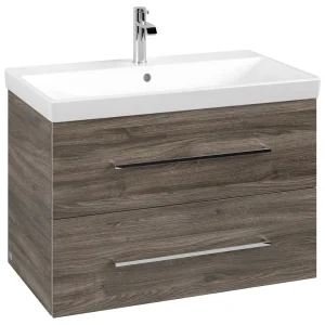 Villeroy and Boch Avento Stone Oak 800mm Wall Hung 2 Drawer Vanity Unit