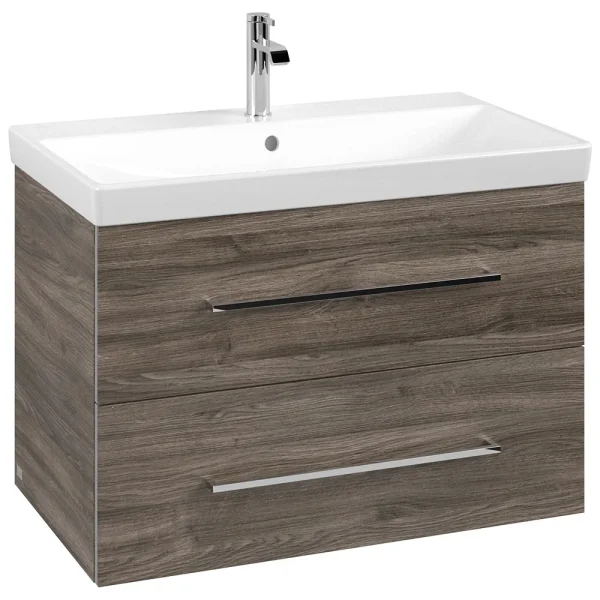 Villeroy and Boch Avento Stone Oak 800mm Wall Hung 2 Drawer Vanity Unit