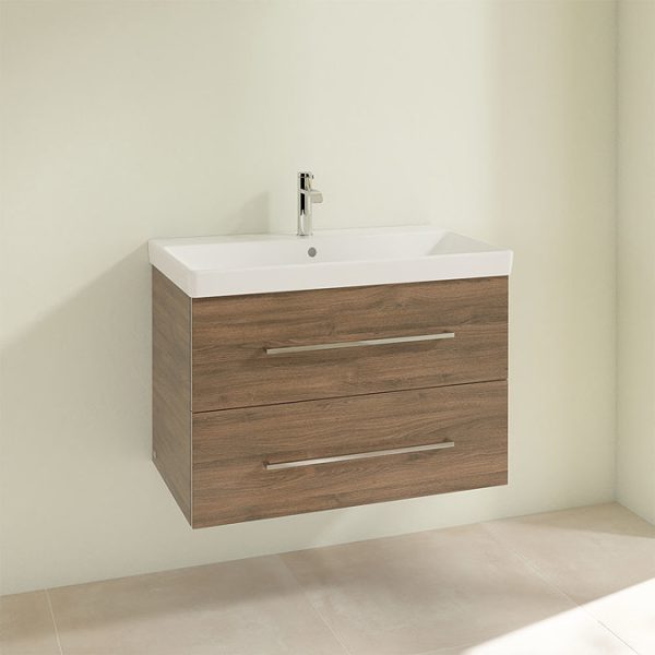 Villeroy and Boch Avento Arizona Oak 800mm Wall Hung 2 Drawer Vanity Unit - Image 3
