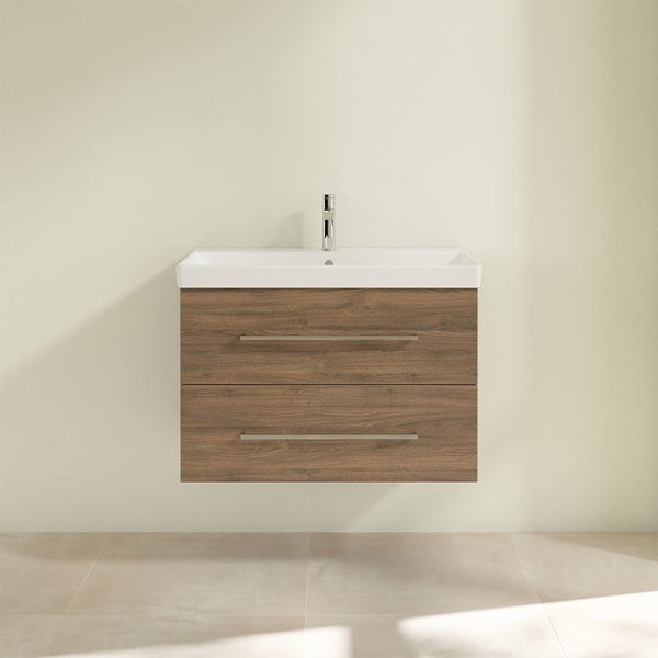 Villeroy and Boch Avento Arizona Oak 800mm Wall Hung 2 Drawer Vanity Unit - Image 4