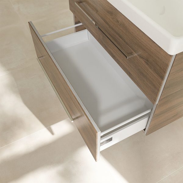 Villeroy and Boch Avento Arizona Oak 800mm Wall Hung 2 Drawer Vanity Unit - Image 7