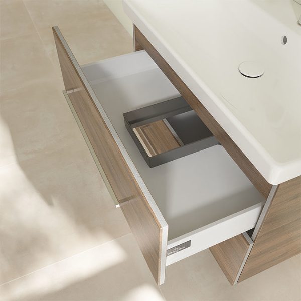 Villeroy and Boch Avento Arizona Oak 800mm Wall Hung 2 Drawer Vanity Unit - Image 2