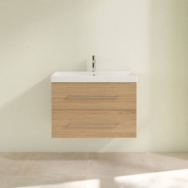 Villeroy and Boch Avento Nordic Oak 800mm Wall Hung 2 Drawer Vanity Unit - Image 4