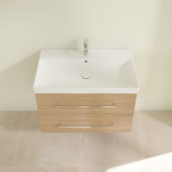 Villeroy and Boch Avento Nordic Oak 800mm Wall Hung 2 Drawer Vanity Unit - Image 5