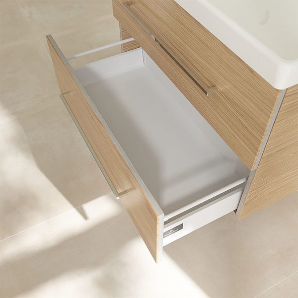 Villeroy and Boch Avento Nordic Oak 800mm Wall Hung 2 Drawer Vanity Unit - Image 7