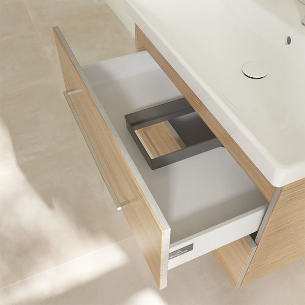 Villeroy and Boch Avento Nordic Oak 800mm Wall Hung 2 Drawer Vanity Unit - Image 2