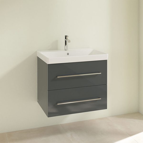 Villeroy and Boch Avento Crystal Grey 650mm Wall Hung 2 Drawer Vanity Unit - Image 3