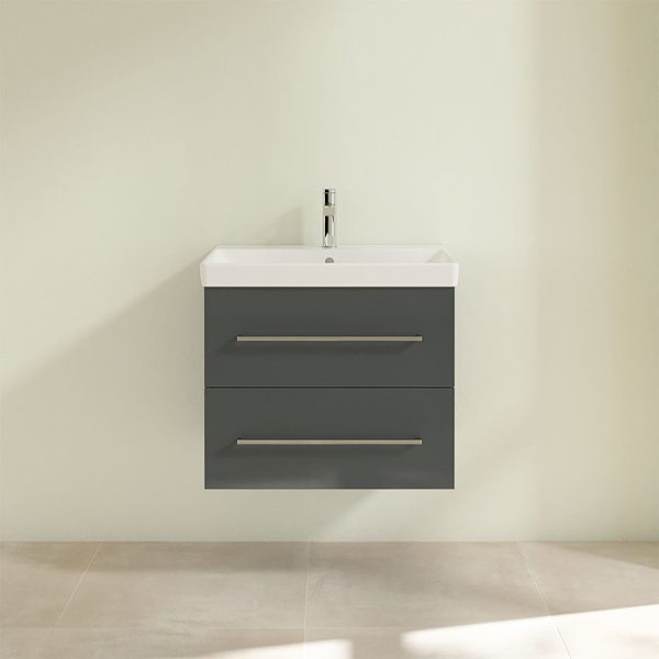 Villeroy and Boch Avento Crystal Grey 650mm Wall Hung 2 Drawer Vanity Unit - Image 4