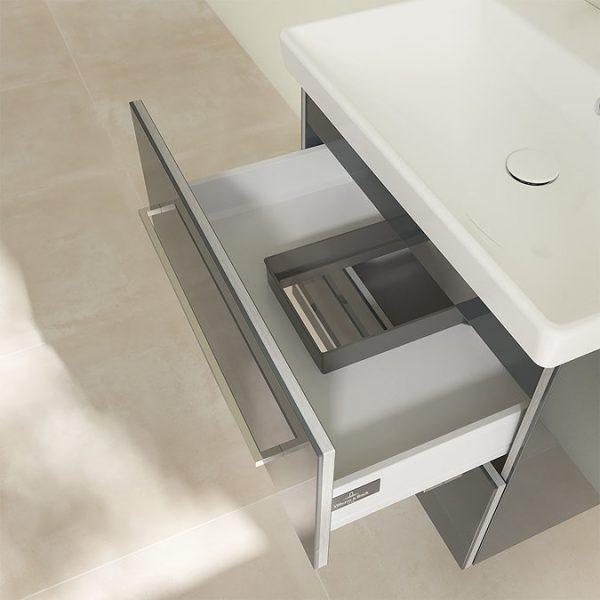 Villeroy and Boch Avento Crystal Grey 650mm Wall Hung 2 Drawer Vanity Unit - Image 2