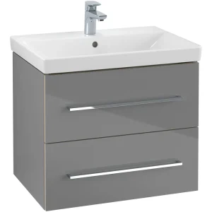 Villeroy and Boch Avento Crystal Grey 650mm Wall Hung 2 Drawer Vanity Unit