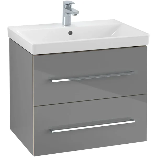Villeroy and Boch Avento Crystal Grey 650mm Wall Hung 2 Drawer Vanity Unit