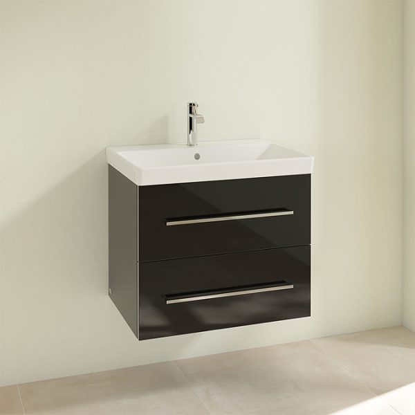 Villeroy and Boch Avento Crystal Black 650mm Wall Hung 2 Drawer Vanity Unit - Image 3