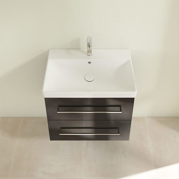 Villeroy and Boch Avento Crystal Black 650mm Wall Hung 2 Drawer Vanity Unit - Image 5