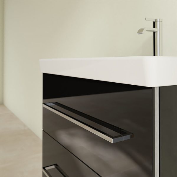 Villeroy and Boch Avento Crystal Black 650mm Wall Hung 2 Drawer Vanity Unit - Image 6