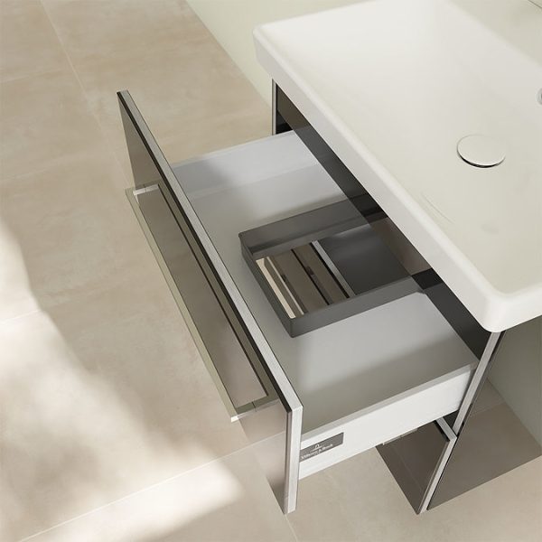 Villeroy and Boch Avento Crystal Black 650mm Wall Hung 2 Drawer Vanity Unit - Image 2