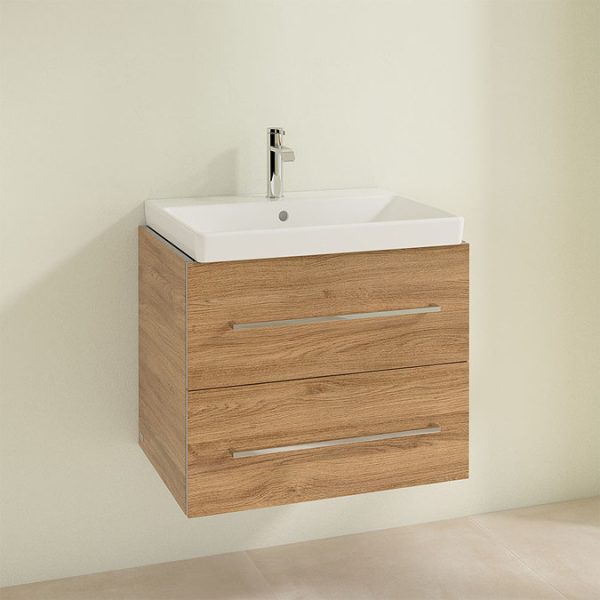 Villeroy and Boch Avento Oak Kansas 650mm Wall Hung 2 Drawer Vanity Unit - Image 3