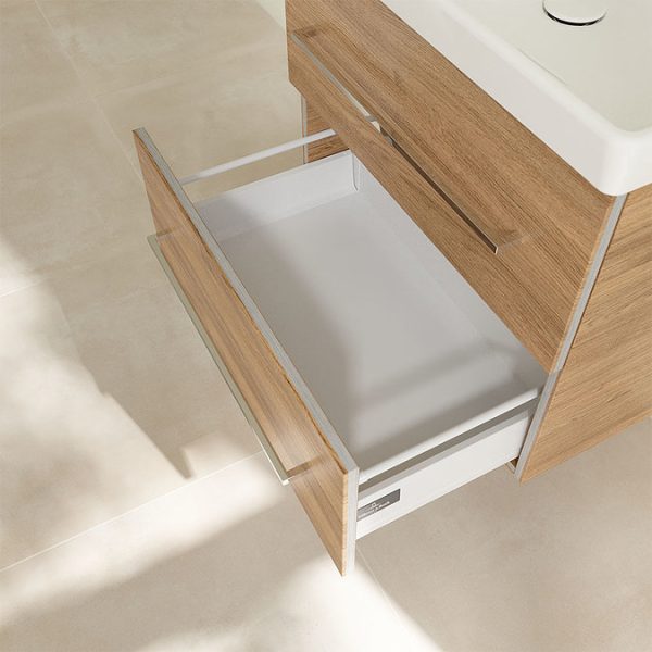 Villeroy and Boch Avento Oak Kansas 650mm Wall Hung 2 Drawer Vanity Unit - Image 7