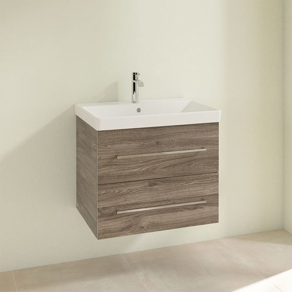 Villeroy and Boch Avento Stone Oak 650mm Wall Hung 2 Drawer Vanity Unit - Image 3
