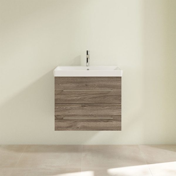 Villeroy and Boch Avento Stone Oak 650mm Wall Hung 2 Drawer Vanity Unit - Image 4