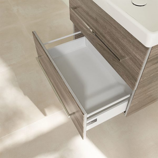 Villeroy and Boch Avento Stone Oak 650mm Wall Hung 2 Drawer Vanity Unit - Image 7