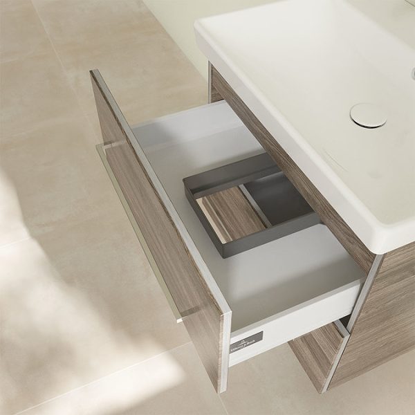 Villeroy and Boch Avento Stone Oak 650mm Wall Hung 2 Drawer Vanity Unit - Image 2