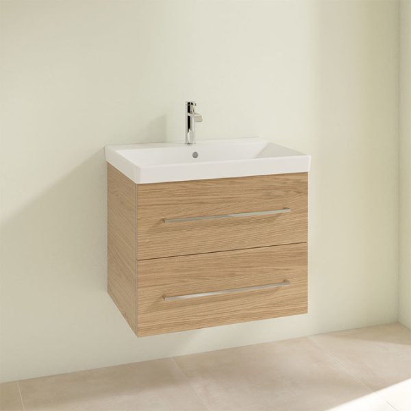 Villeroy and Boch Avento Nordic Oak 650mm Wall Hung 2 Drawer Vanity Unit - Image 3
