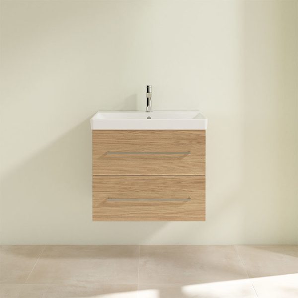 Villeroy and Boch Avento Nordic Oak 650mm Wall Hung 2 Drawer Vanity Unit - Image 4