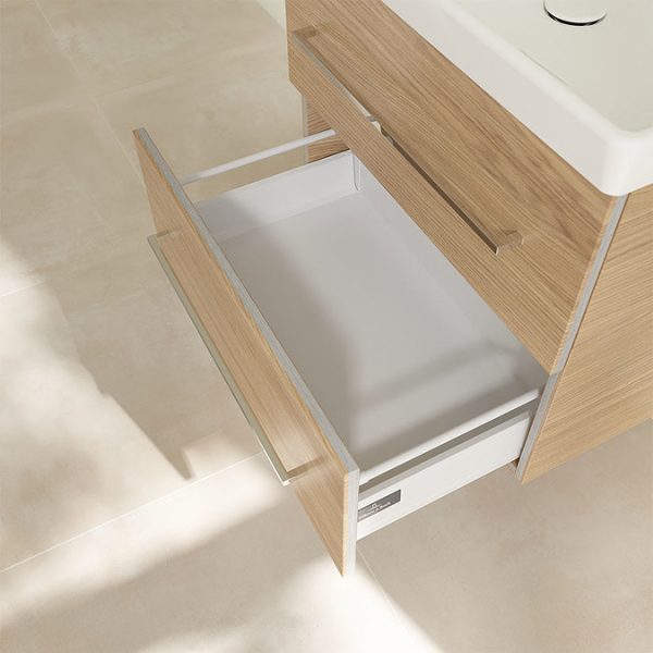 Villeroy and Boch Avento Nordic Oak 650mm Wall Hung 2 Drawer Vanity Unit - Image 7