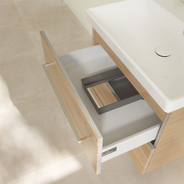 Villeroy and Boch Avento Nordic Oak 650mm Wall Hung 2 Drawer Vanity Unit - Image 2