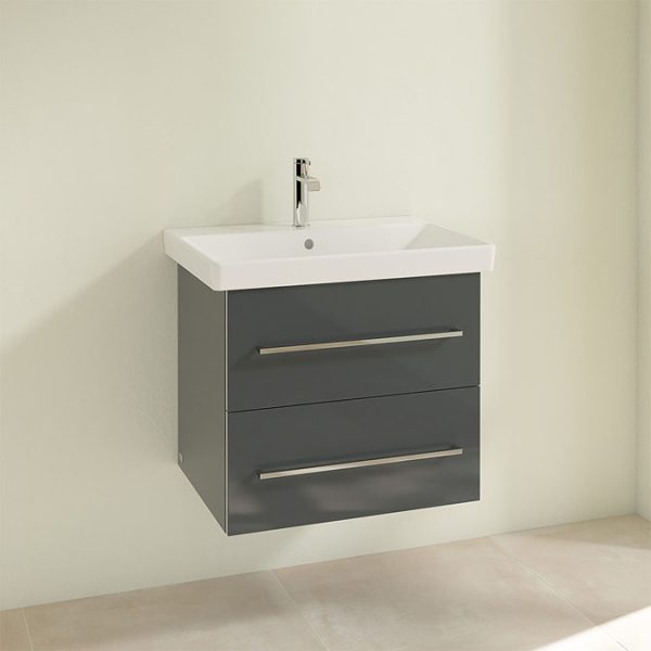 Villeroy and Boch Avento Crystal Grey 600mm Wall Hung 2 Drawer Vanity Unit - Image 3
