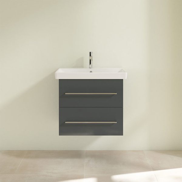 Villeroy and Boch Avento Crystal Grey 600mm Wall Hung 2 Drawer Vanity Unit - Image 4
