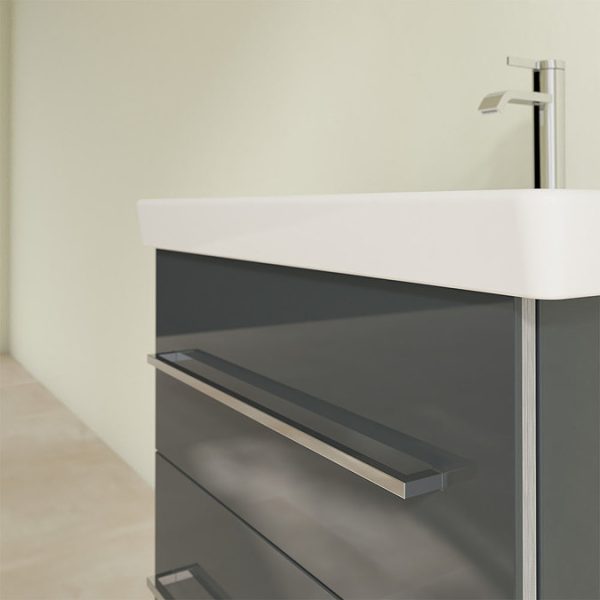 Villeroy and Boch Avento Crystal Grey 600mm Wall Hung 2 Drawer Vanity Unit - Image 6